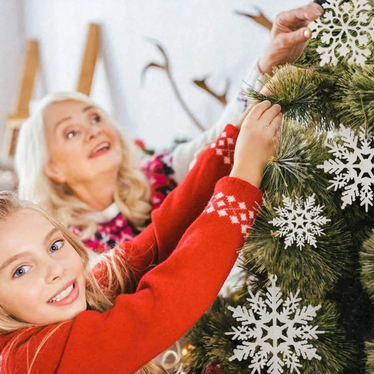 Faux-Fur Snowflake Sequin Christmas Stocking