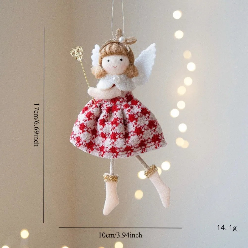 Plaid-Skirt Angel Ornaments — Set of 3
