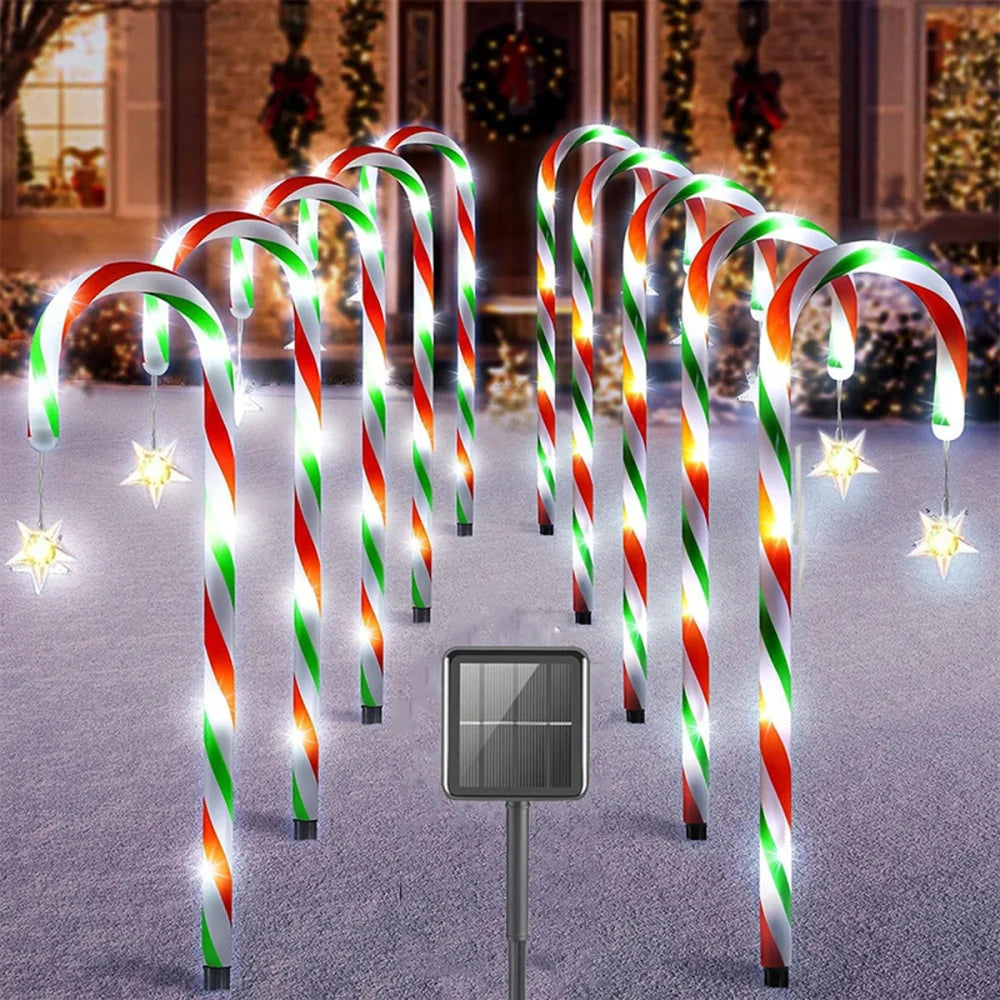 Solar Star Candy-Cane Pathway Lights