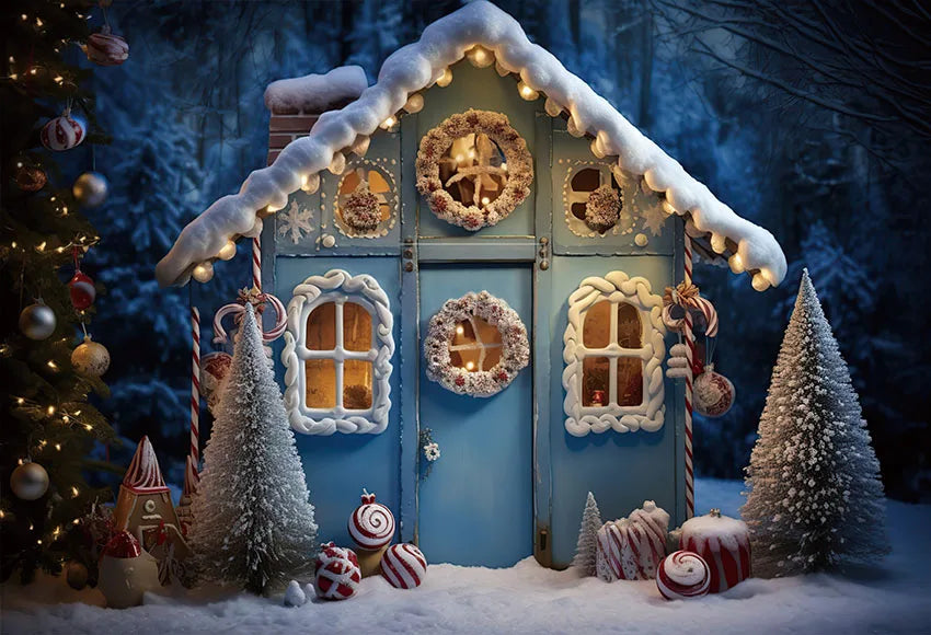 Winter Gingerbread House Photo Backdrop