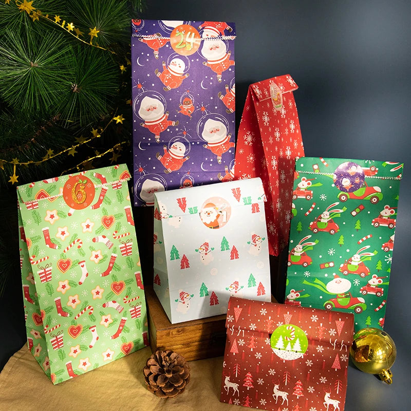 Christmas Advent Paper Gift Bag Kit — 24 Bags