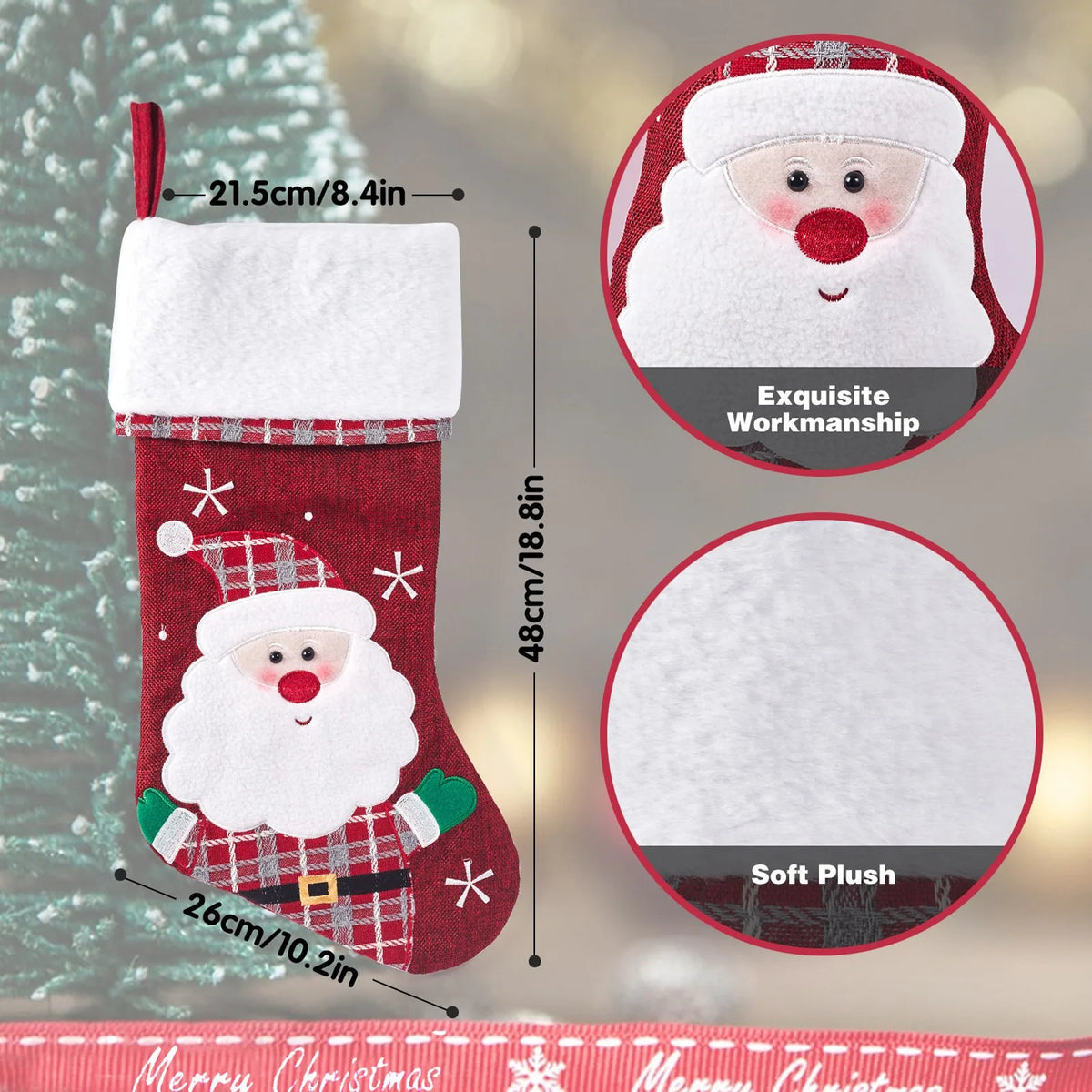 Embroidered Christmas Character Stocking