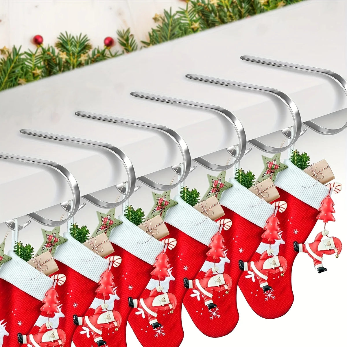 Curved Iron Stocking Hangers — Set of 4