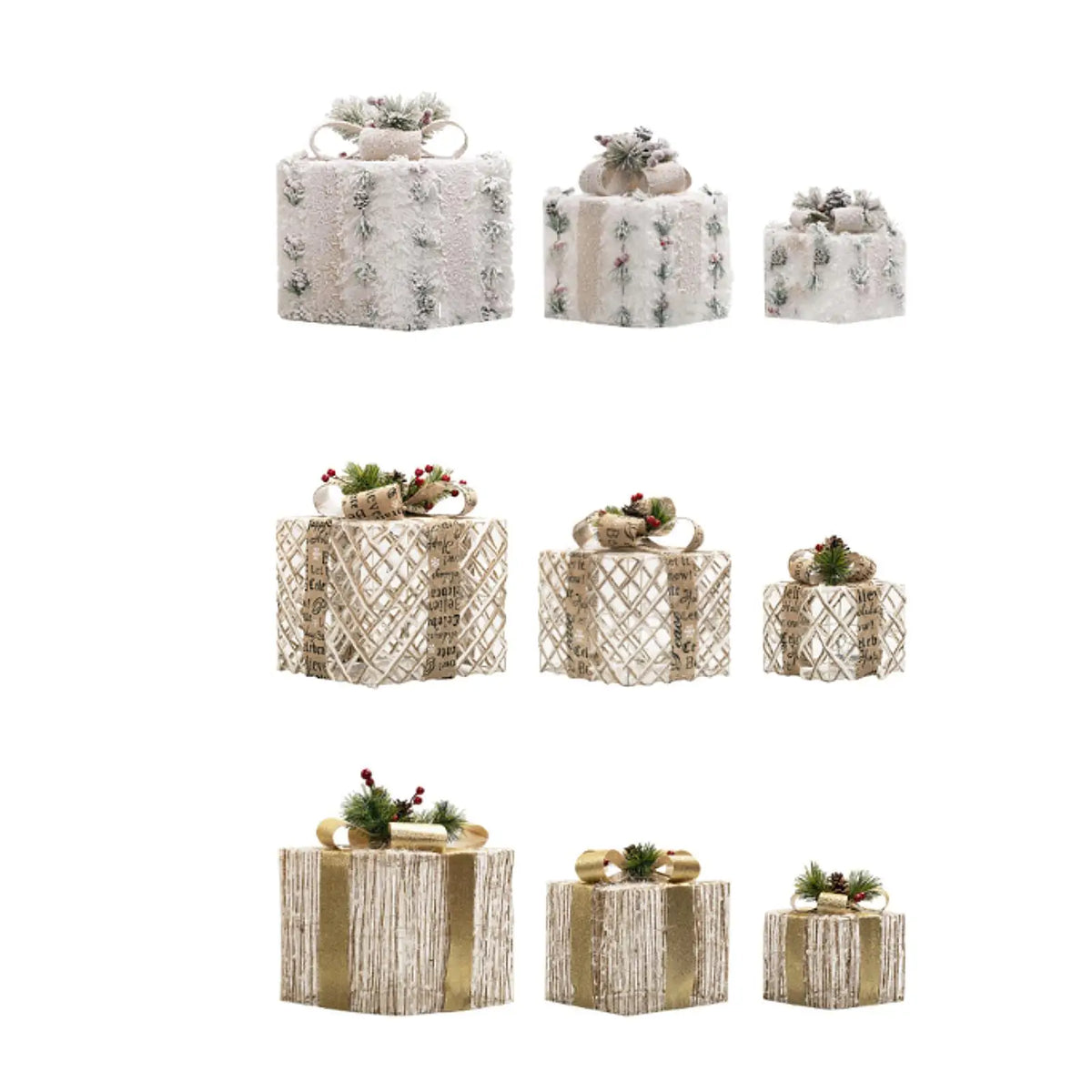 Bow-Topped Lighted Christmas Gift Boxes