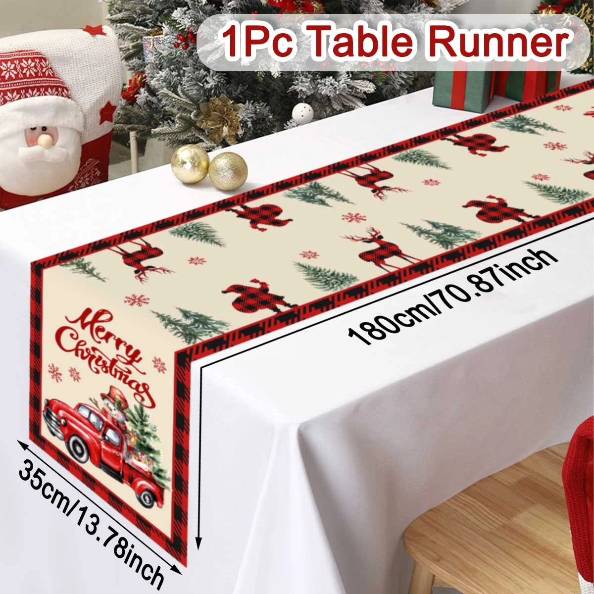 Santa & Holiday Motif Table Runner