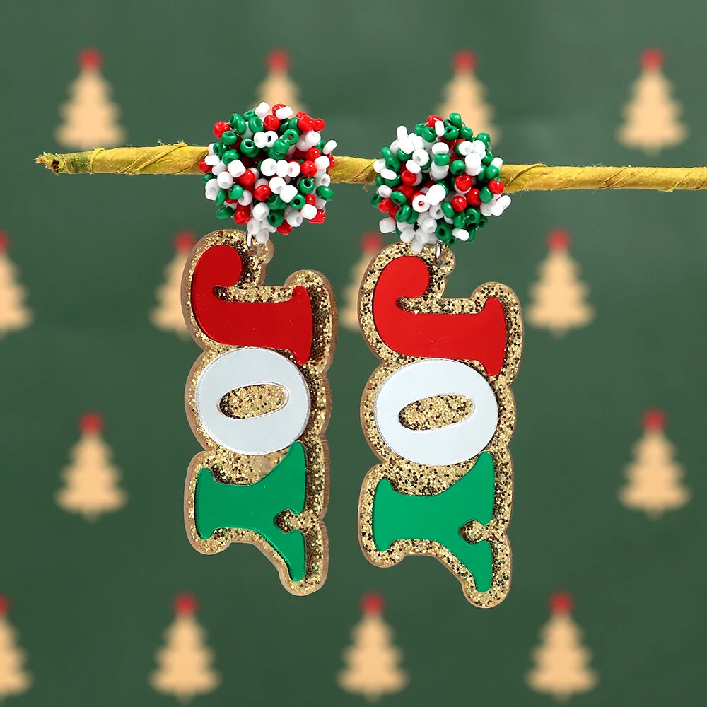 Mirror Acrylic Christmas Statement Earrings