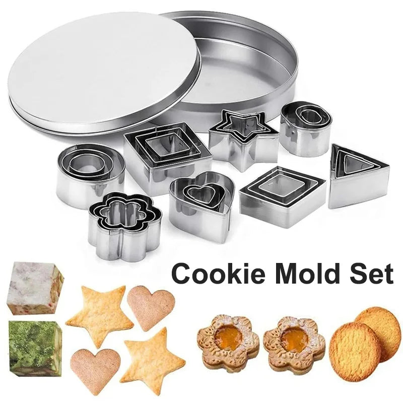 Assorted Stainless-Steel Cookie Cutters with Storage Box
