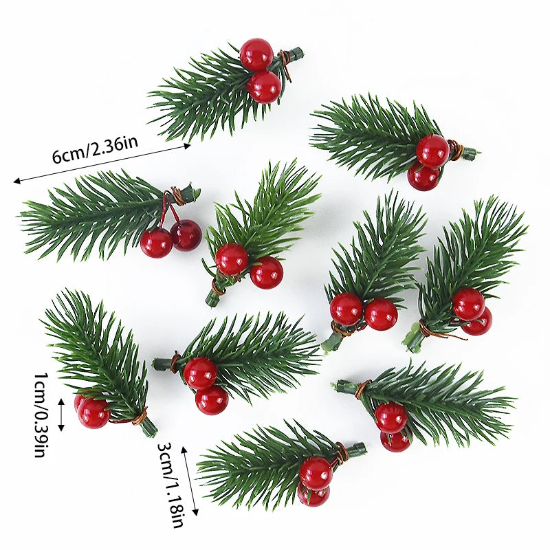 Christmas Berry & Pinecone Picks — Set of 10