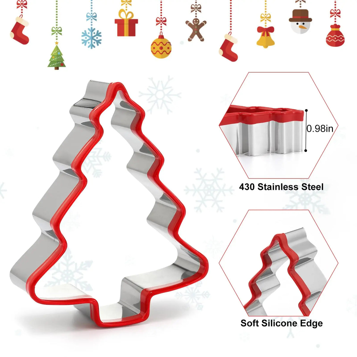 Christmas Tree & Gingerbread Cookie Cutters — Set of 3