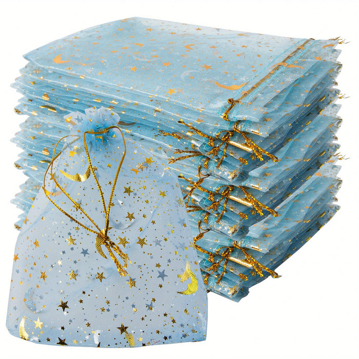 Blue Moon & Star Organza Gift Bags — Pack of 50