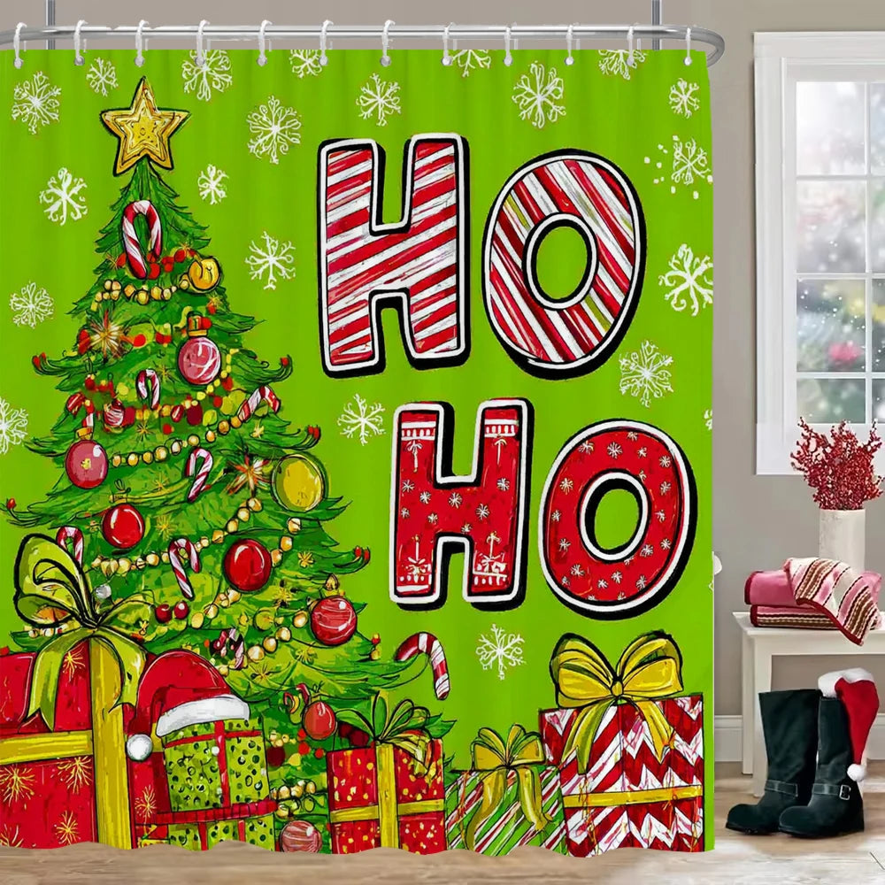 Snowman and Reindeer Christmas Shower Curtains