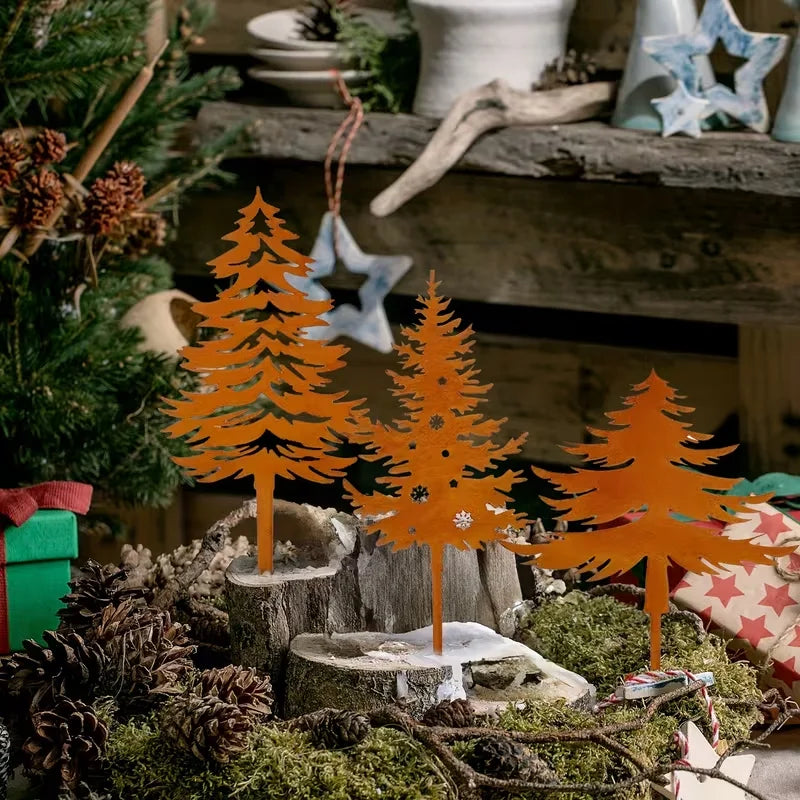 Christmas Tree & Deer Metal Yard Stakes