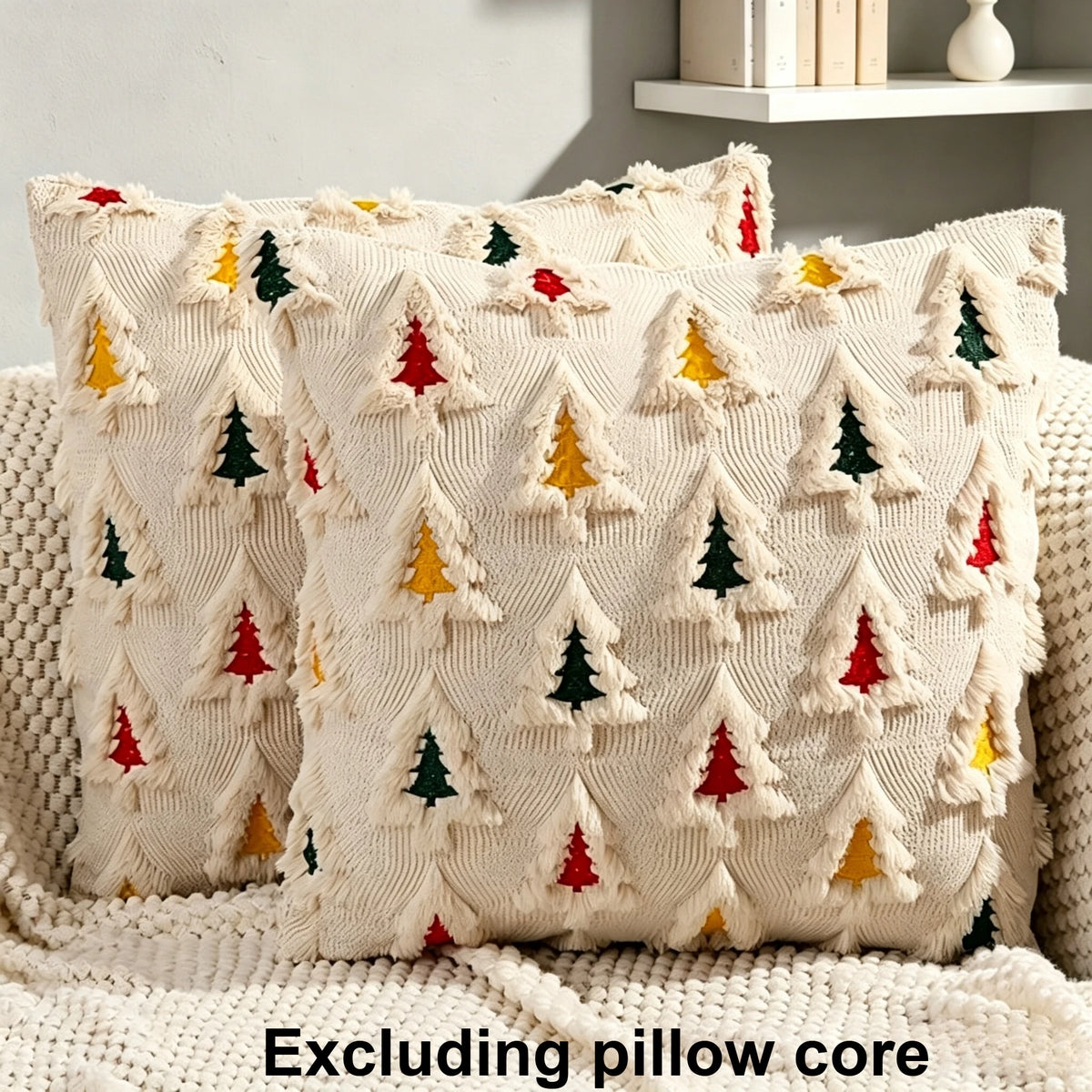 Colorful Christmas Tree Pillow Covers — Set of 2