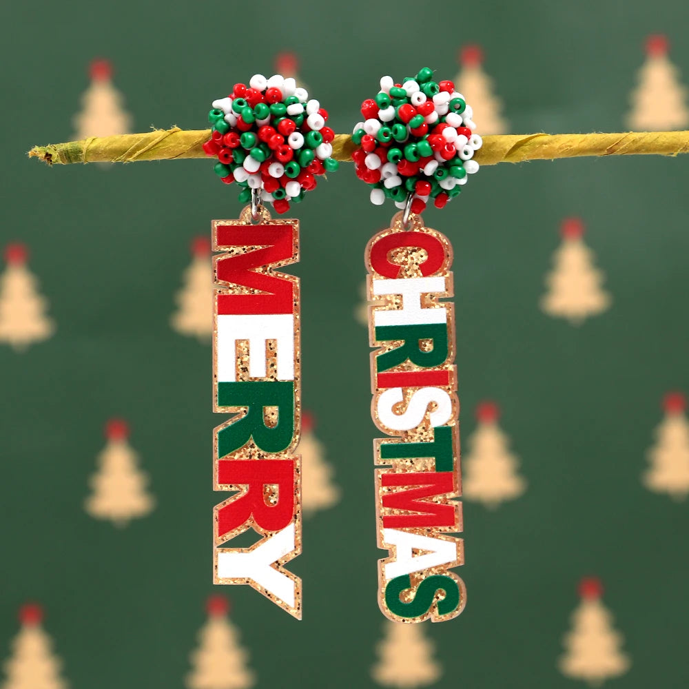 Mirror Acrylic Christmas Statement Earrings
