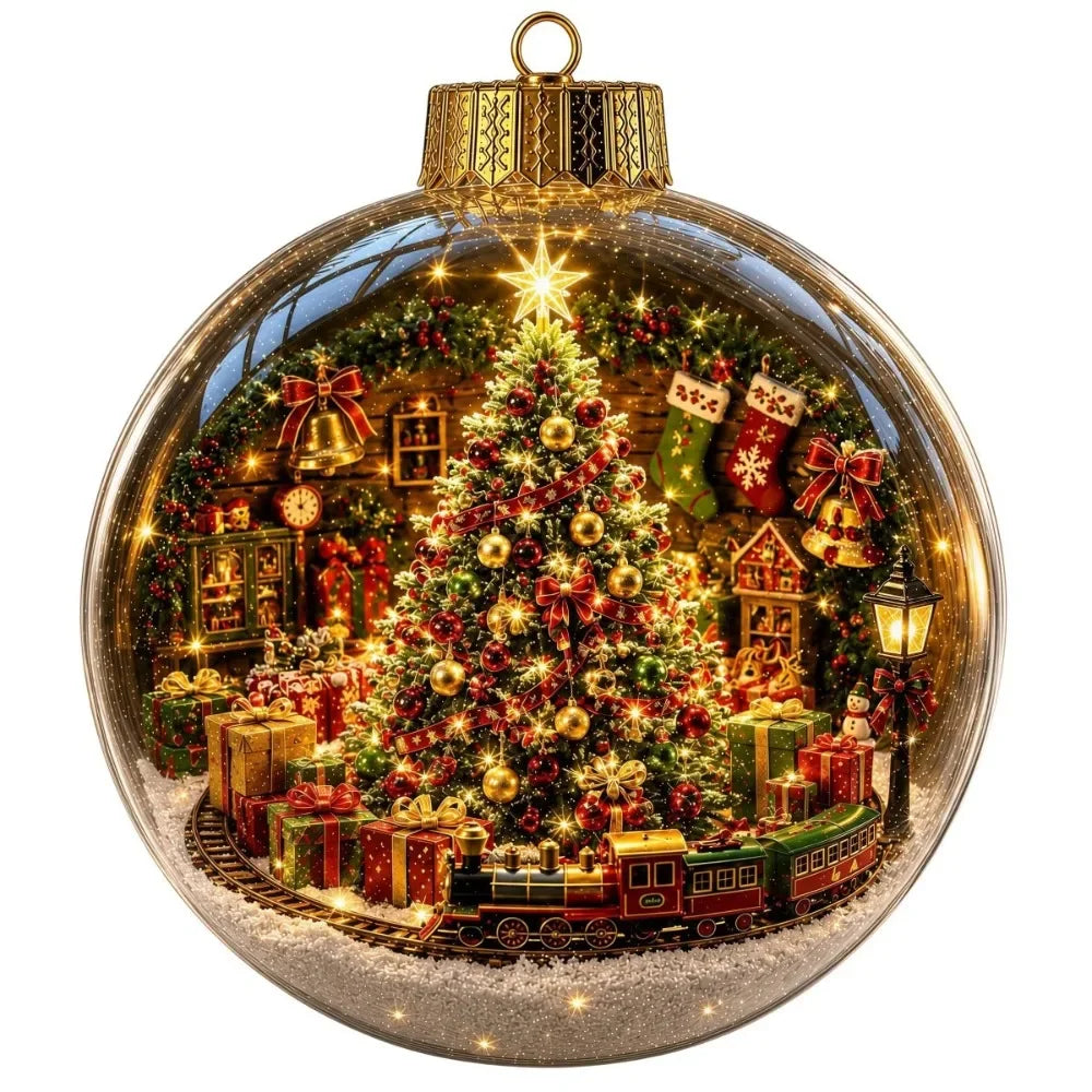 Clear Christmas Scene Ball Ornament