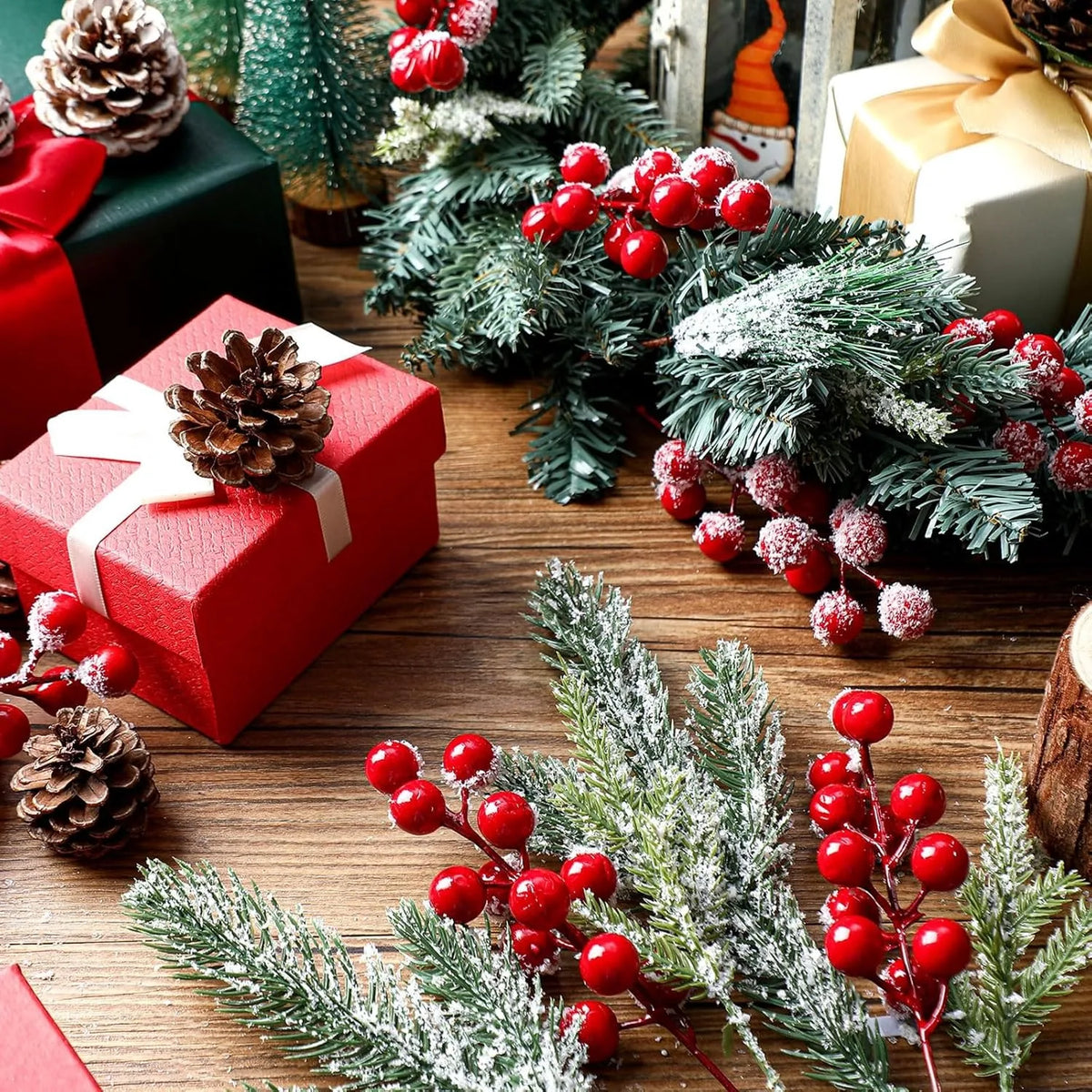 Snowy Pine and Berry Decorative Picks