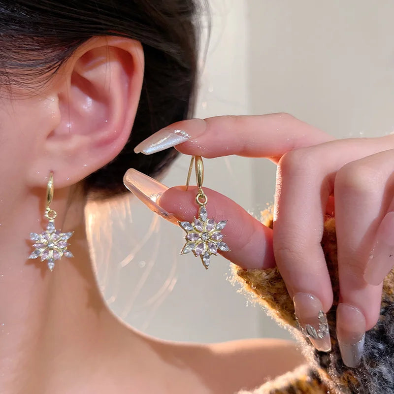 Gold-Tone Snowflake Earrings