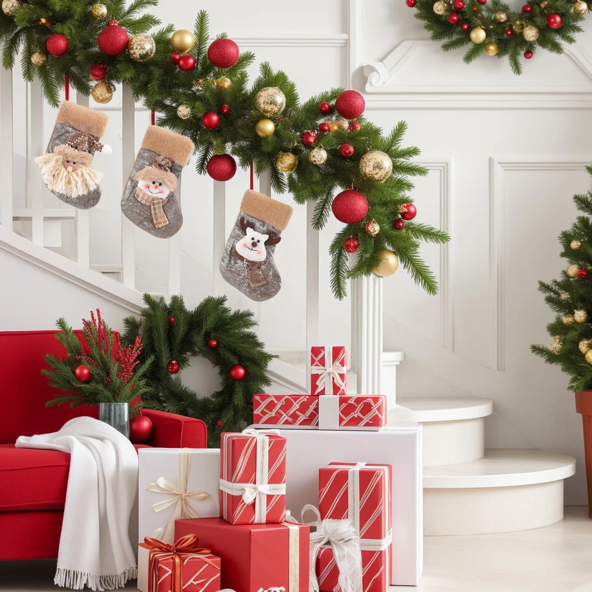 Mini Christmas Stocking Gift Bags — Set of 3