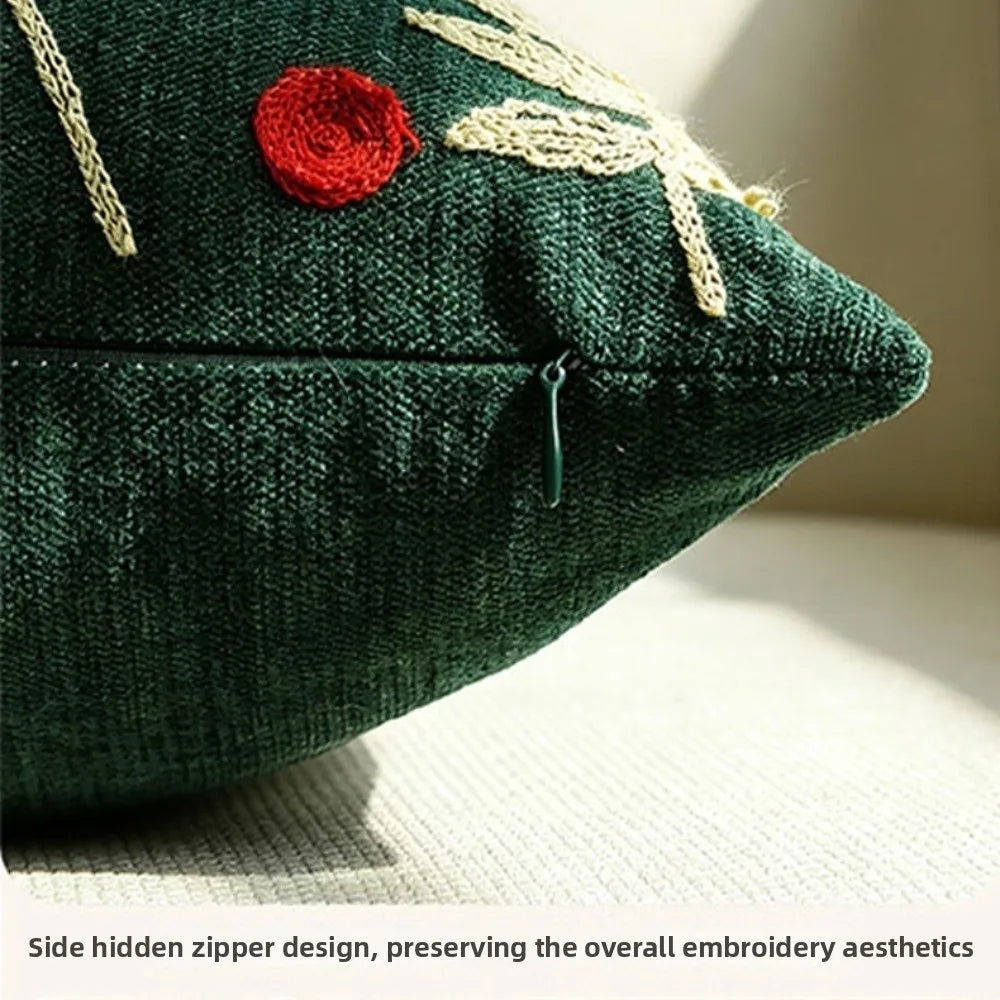 Green Christmas Motif Pillow Cover