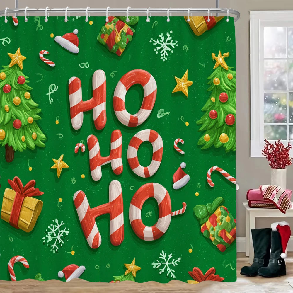 Snowman and Reindeer Christmas Shower Curtains