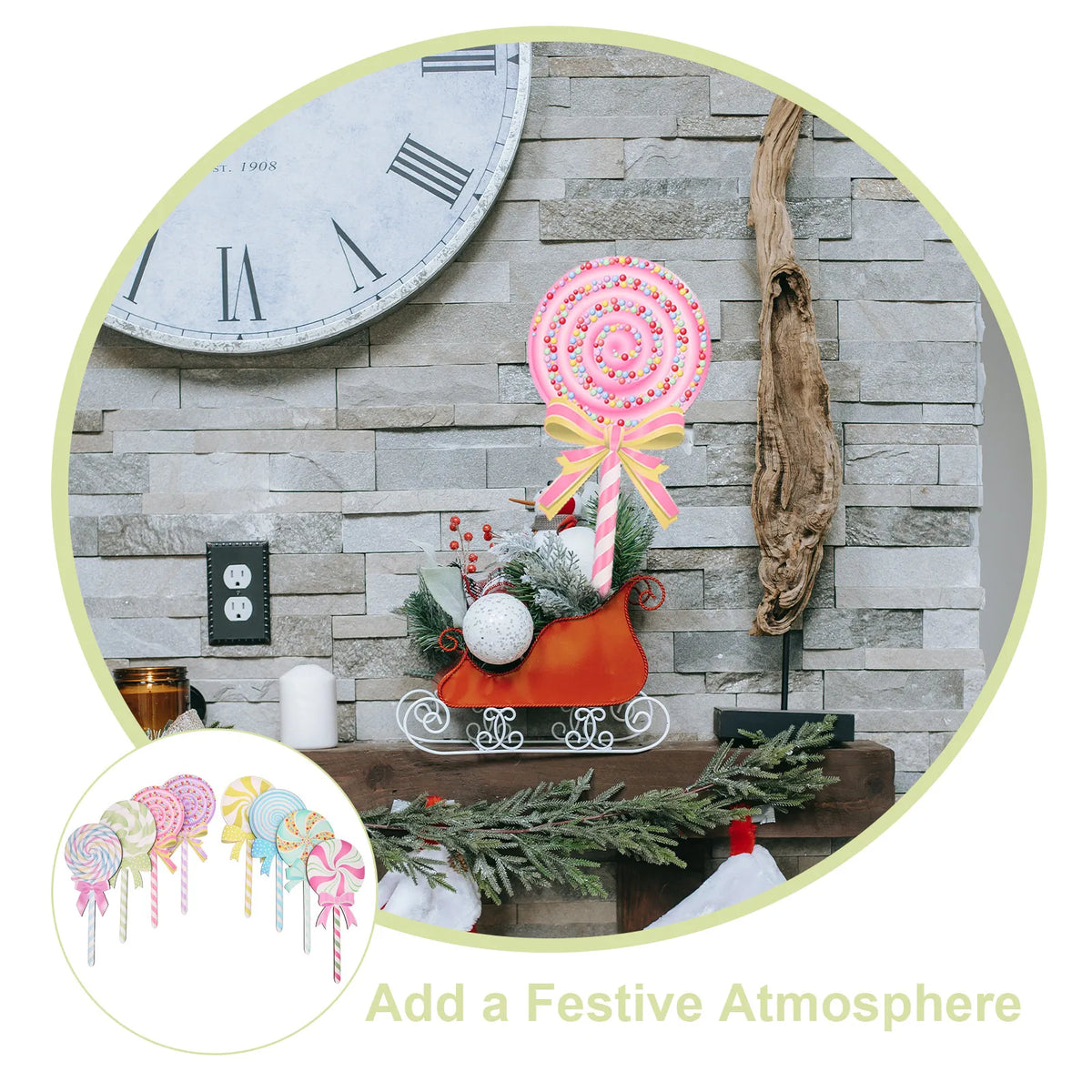 Christmas Lollipop Yard Signs — Set of 8