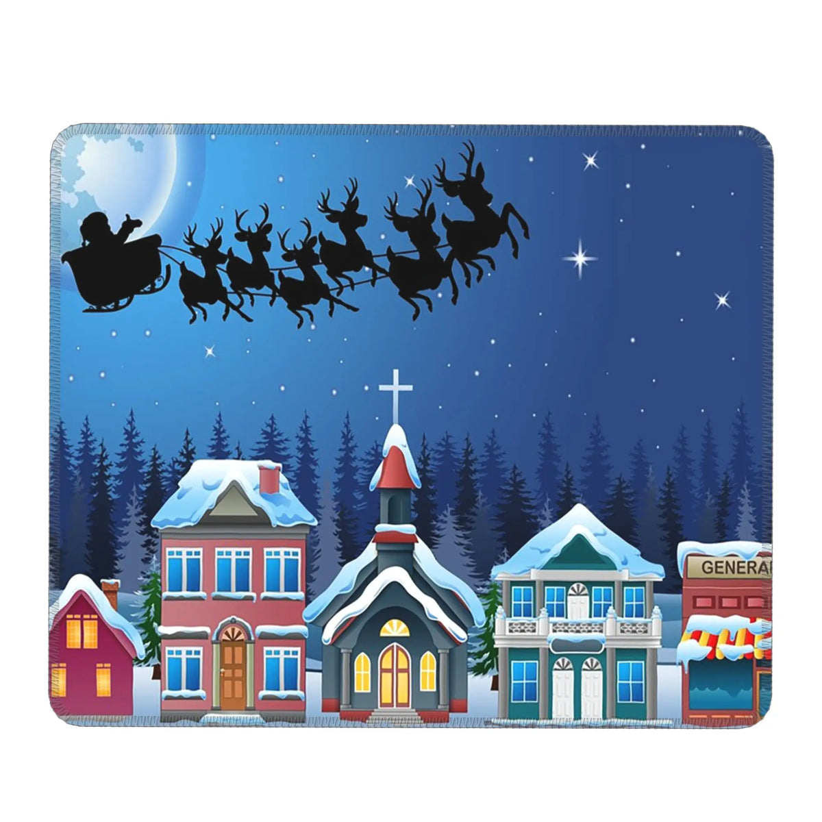 Moonlit Christmas Village Mouse Pad