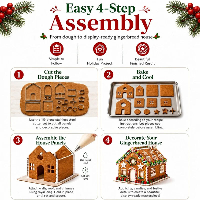 Gingerbread House Stainless-Steel Cookie Cutters