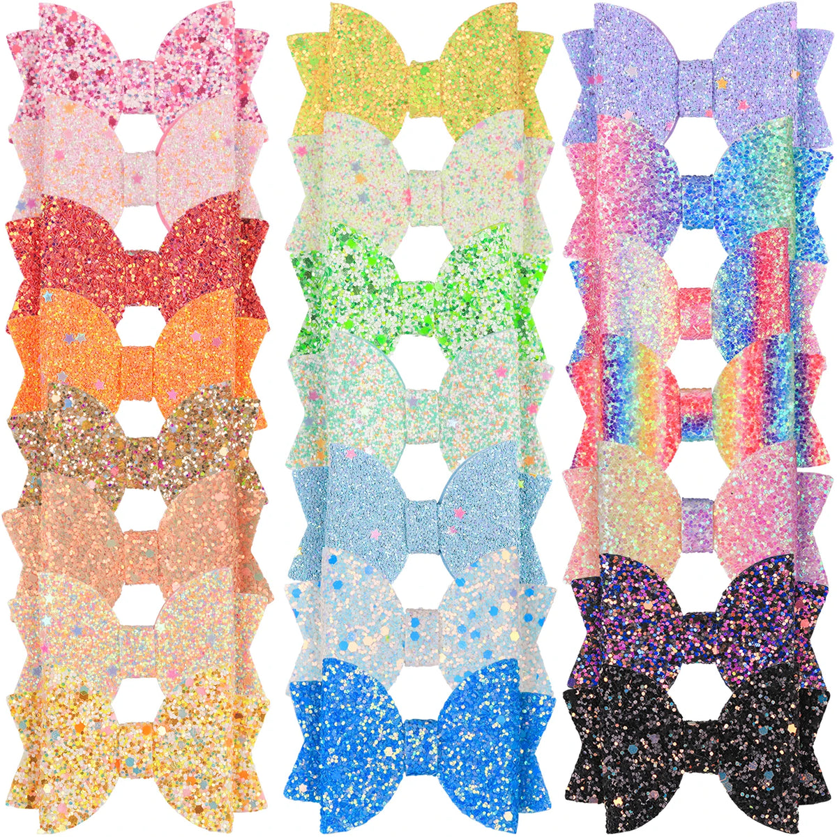 Sparkling Bow Hair Clips — Set of 5
