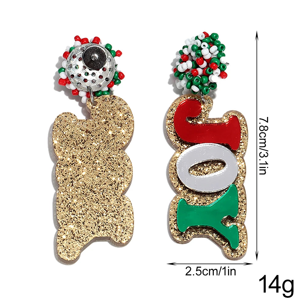Mirror Acrylic Christmas Statement Earrings