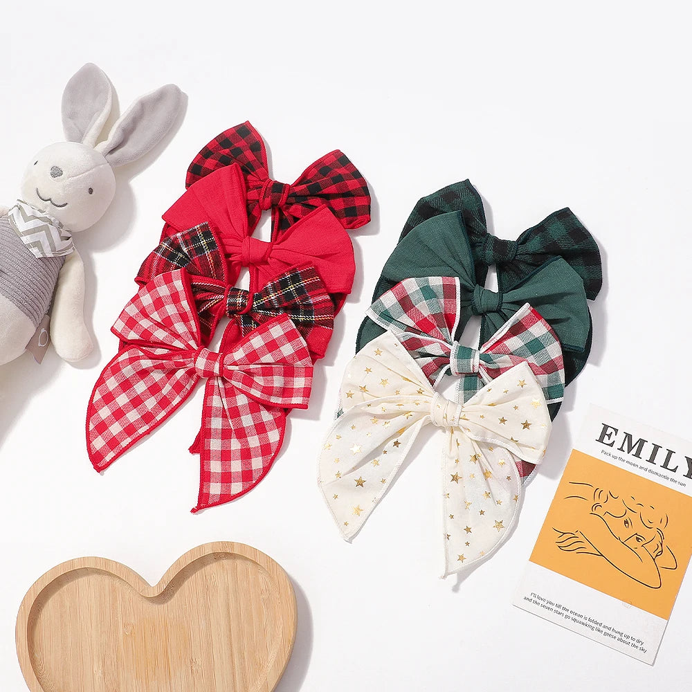 Tartan Bow Hair Accessories — Set of 32