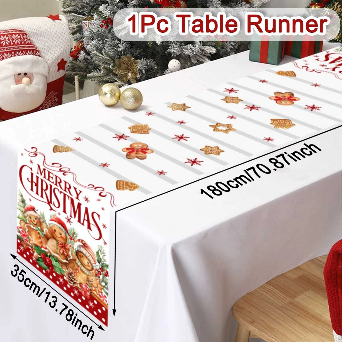 Santa & Holiday Motif Table Runner
