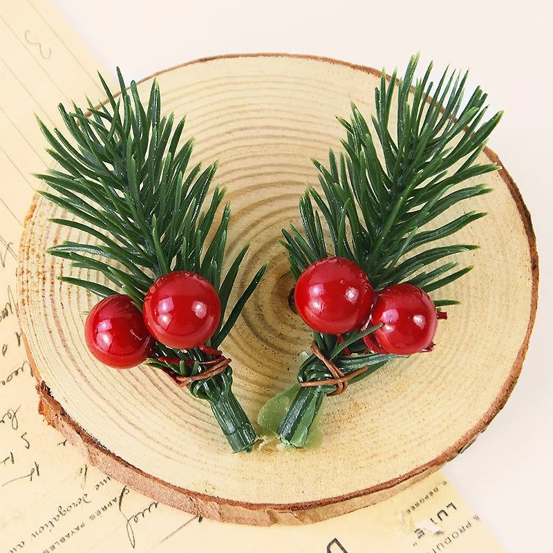 Christmas Berry & Pinecone Picks — Set of 10