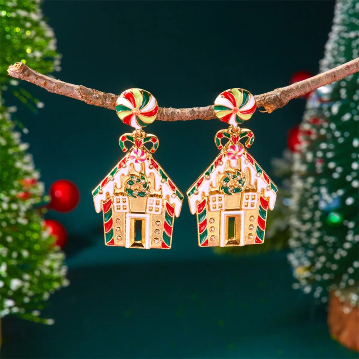 Candy House Christmas Drop Earrings