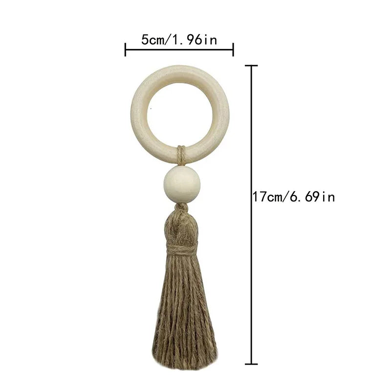 Wood Bead & Tassel Napkin Rings