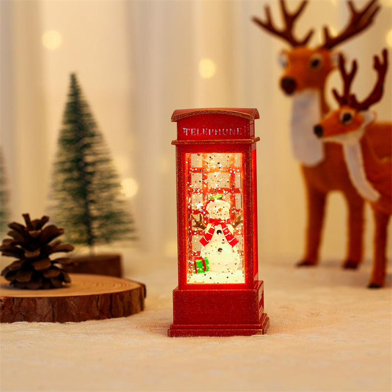 Christmas Decor Snowman Water Phone Booth Light Up Piece
