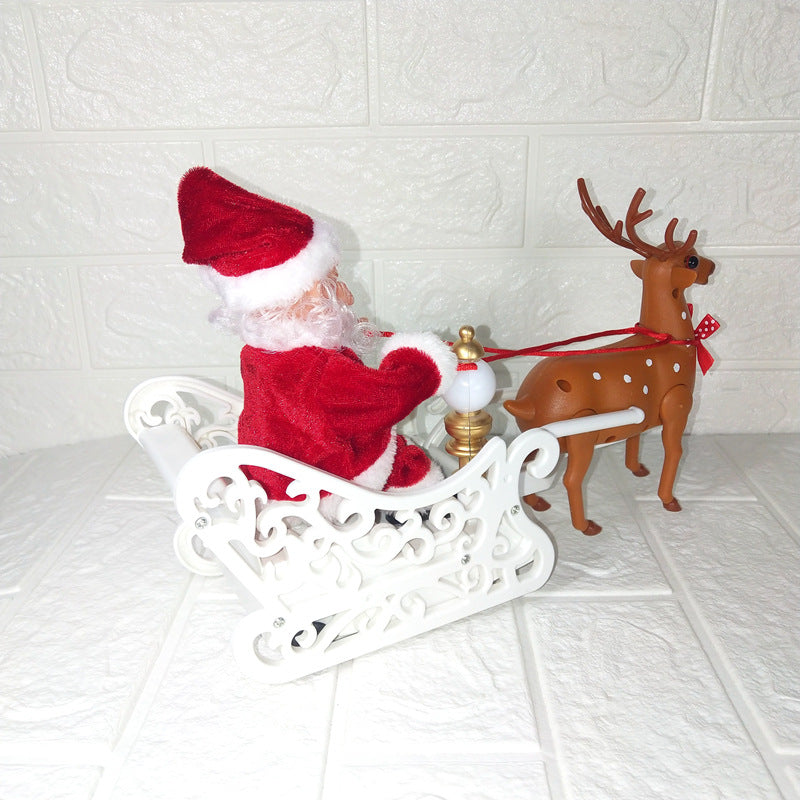 Electric Reindeer Pulling Sleigh Christmas Toy Decor