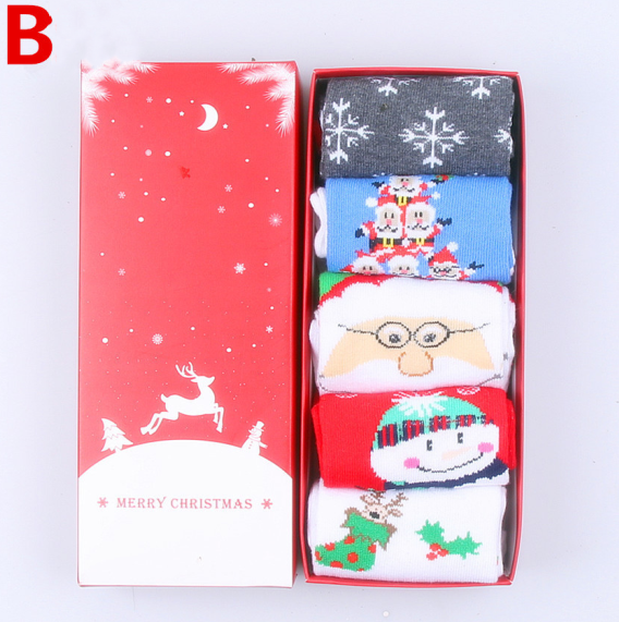 Christmas Gift Box of Reindeer Pattern Cotton Socks