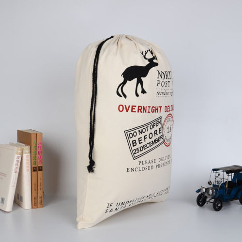 Cotton Eco-Friendly Christmas Gift Bag with Reindeer
