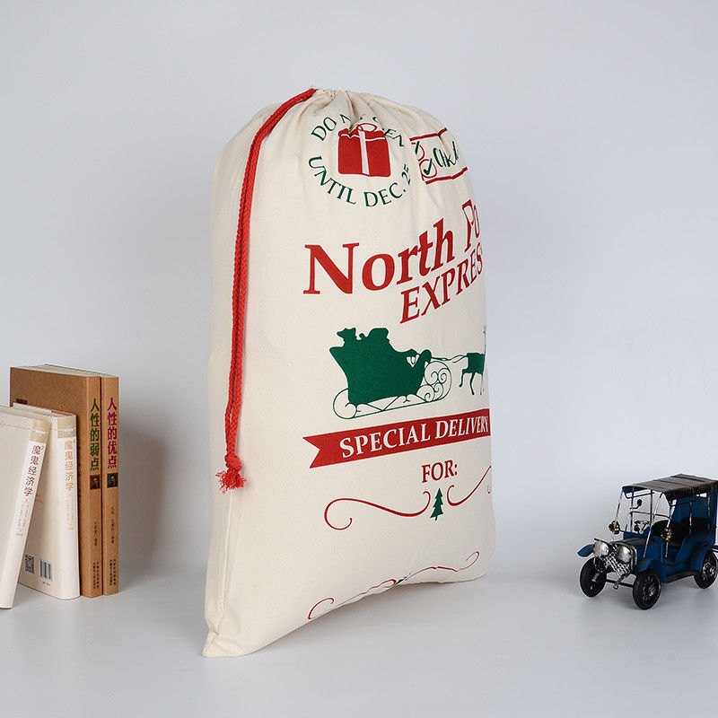 Cotton Eco-Friendly Christmas Gift Bag with Reindeer