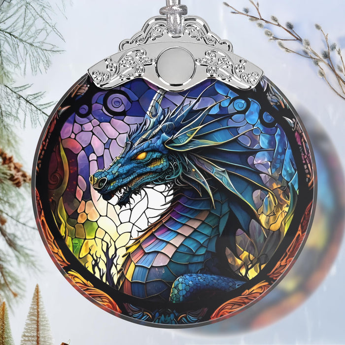 Stained Glass Dragon Christmas Ornament