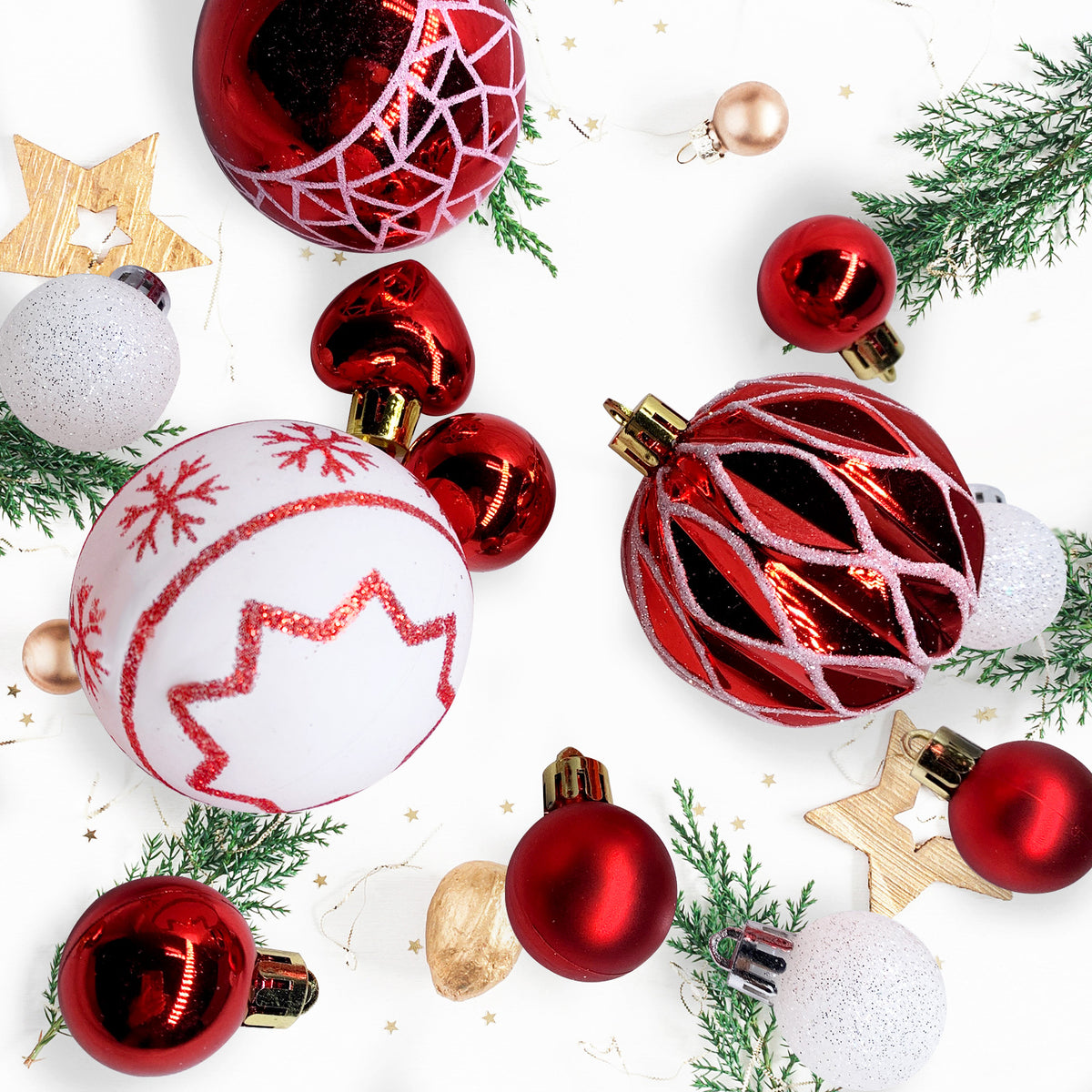 73pc Christmas Ornament Set with Unique Candy Designs