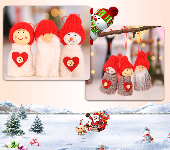 Christmas Gift Set of 3 Snowman Doll Ornaments