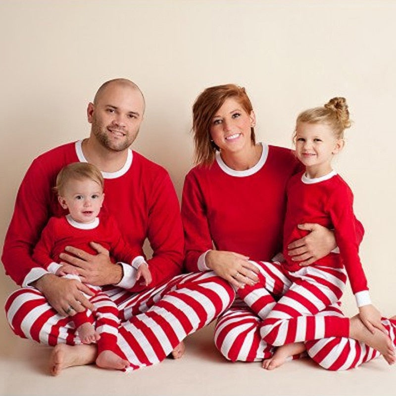 Striped Christmas Pajamas for Kids and Family Outfits