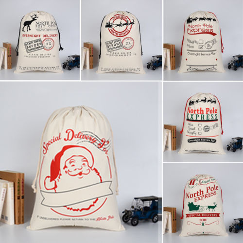 Cotton Eco-Friendly Christmas Gift Bag with Reindeer
