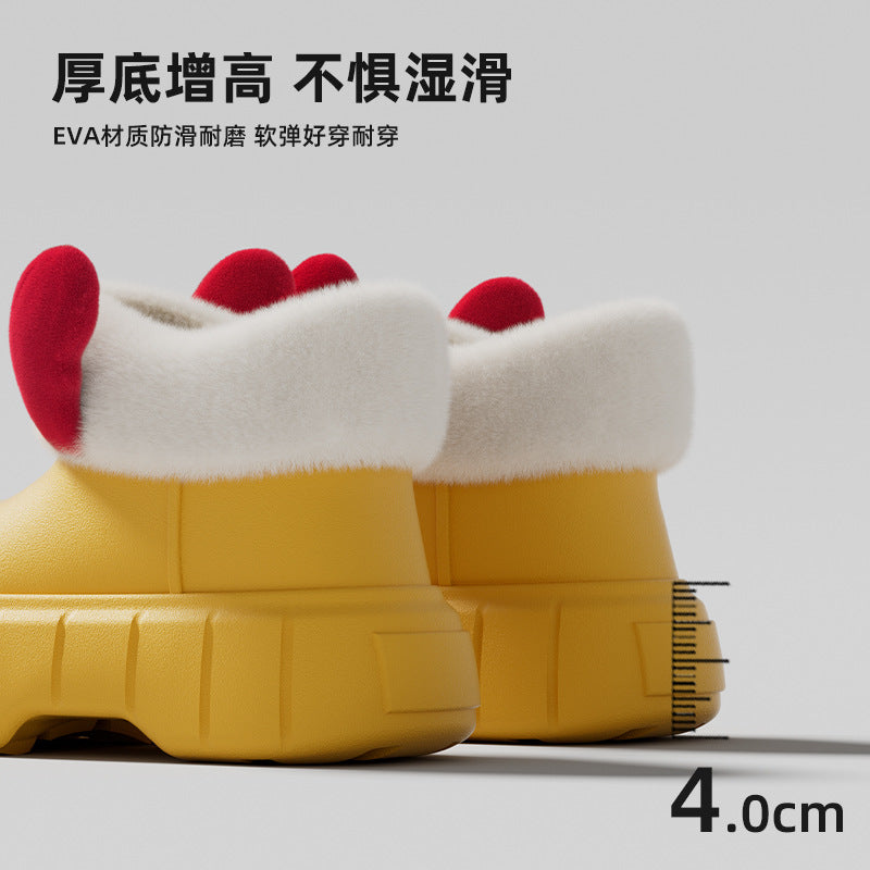 Waterproof Cute Christmas Reindeer Plush Slippers