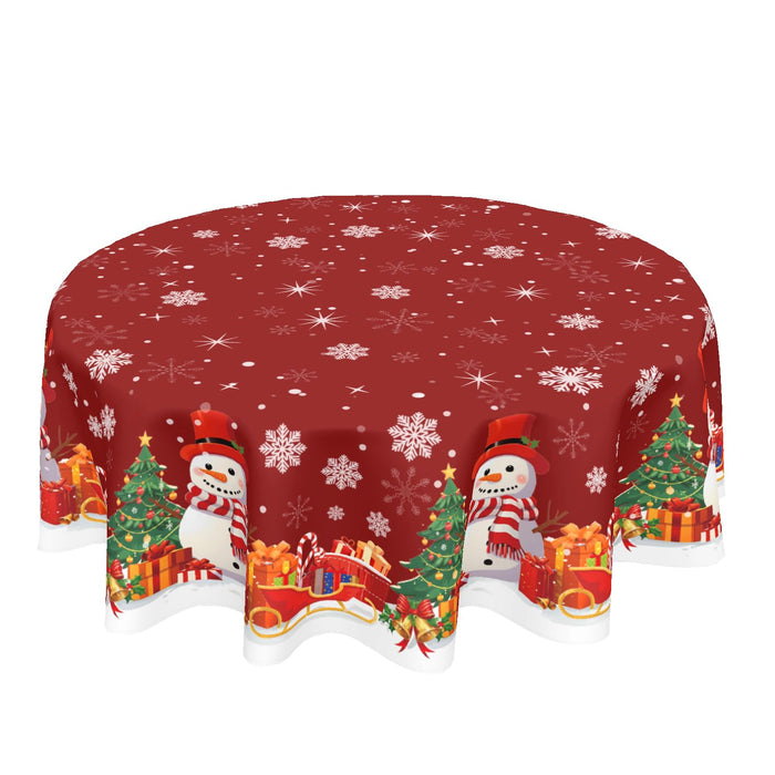 Round Snowman & Snowflake Christmas Tablecloth