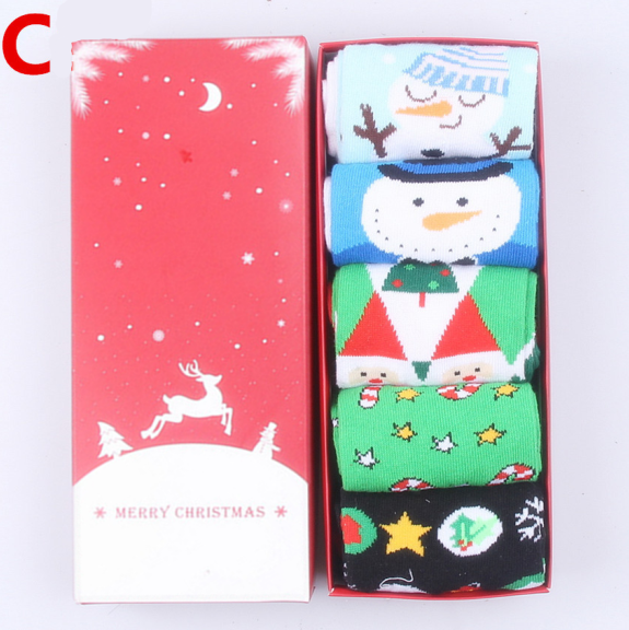 Christmas Gift Box of Reindeer Pattern Cotton Socks