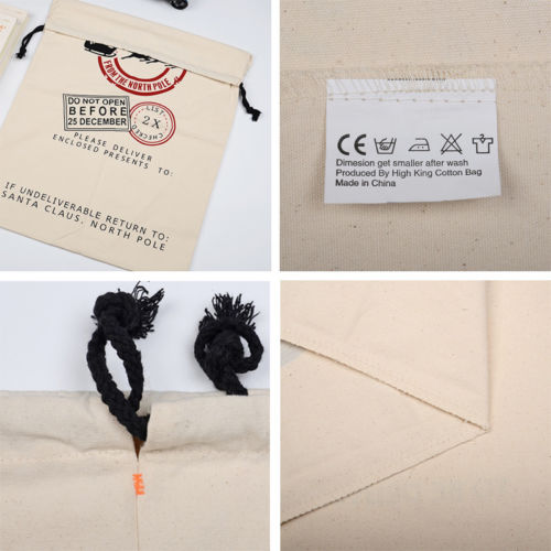 Cotton Eco-Friendly Christmas Gift Bag with Reindeer
