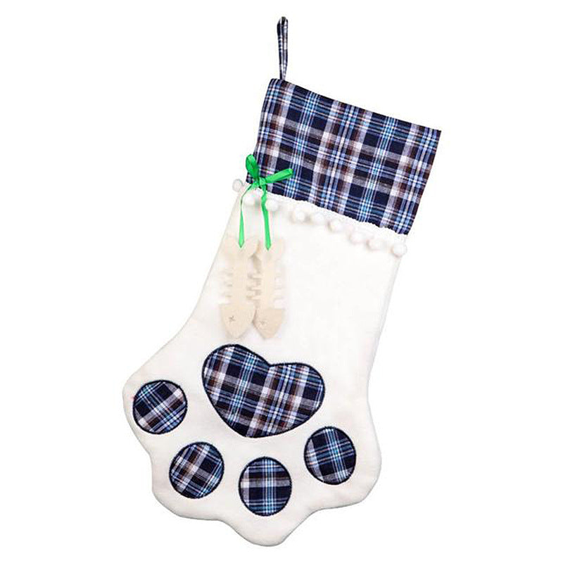 Christmas Stocking Gift Bags with Dog Paw and Bone Design