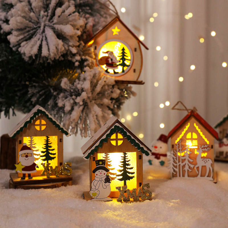 Nordic Style LED Wooden House Christmas Decor Piece